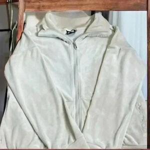 Spyder Women's Cream-Colored Long Sleeve Full-Zip Fleece Velour Jacket Medium